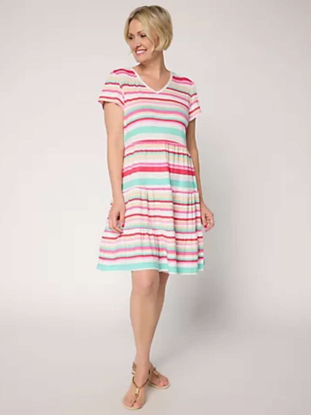 MUK LUKS Cloud Knit Ruffle Detail Dress, Multi Sz L a725742